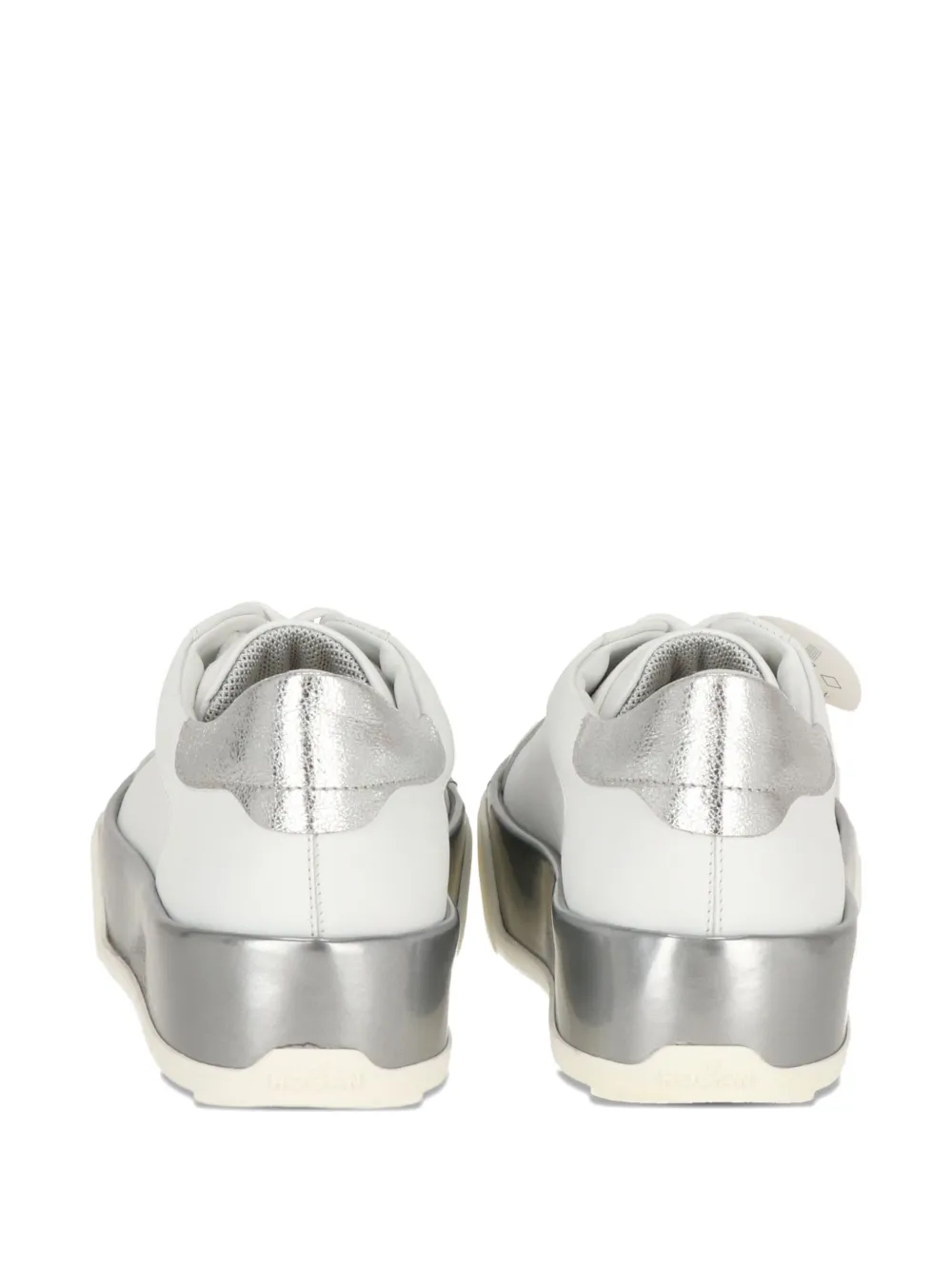 Hogan Metallic-panel Leather Sneakers In White