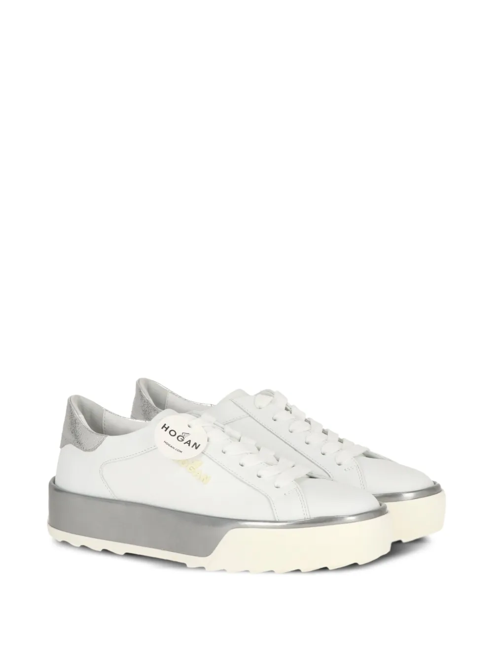 Hogan metallic-panel leather sneakers - Wit