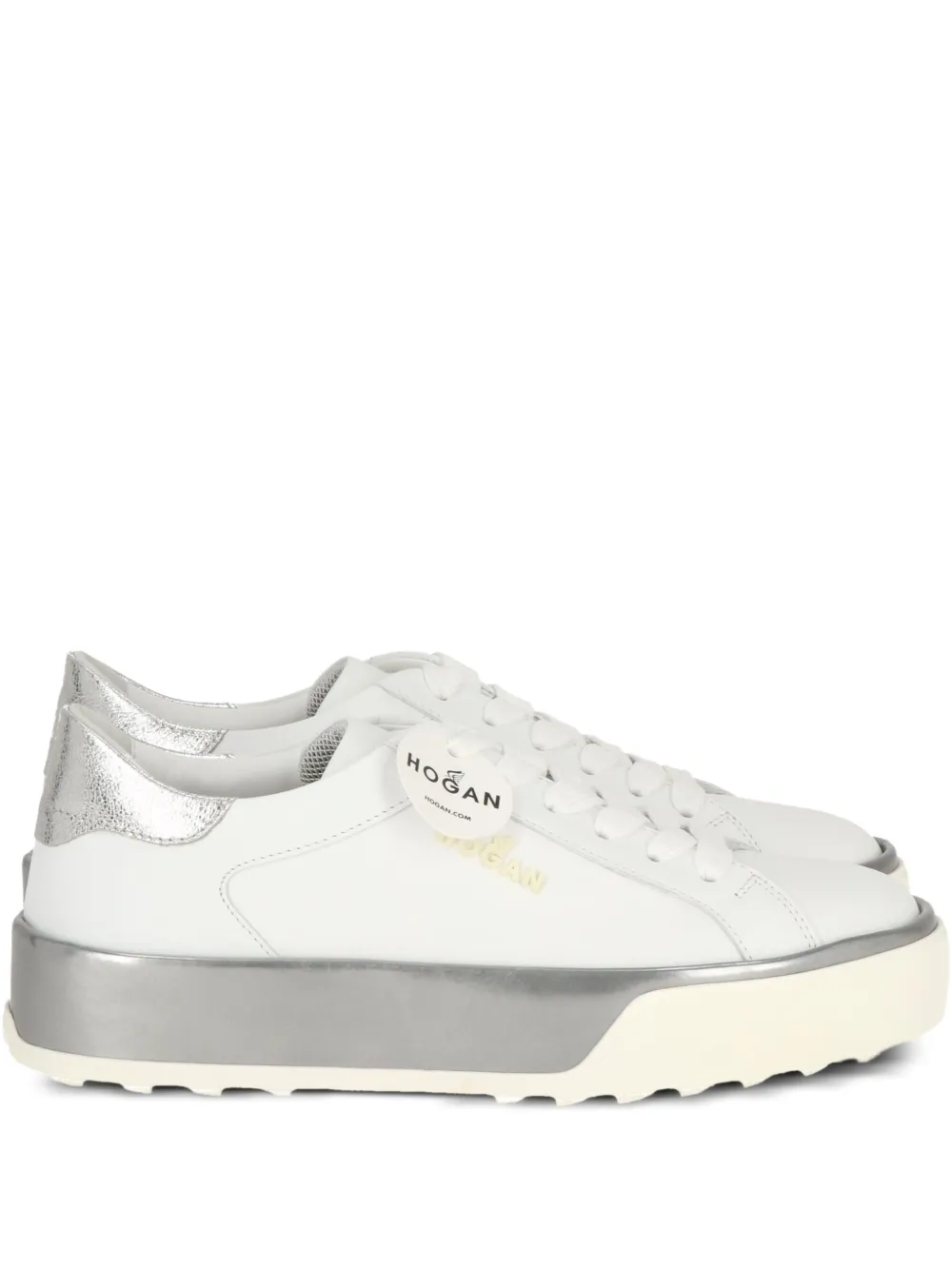 Hogan metallic-panel leather sneakers White