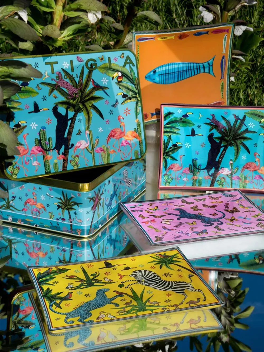 Ortigia Sicilia Tin Jungle Plates (set Of Four) In Multi