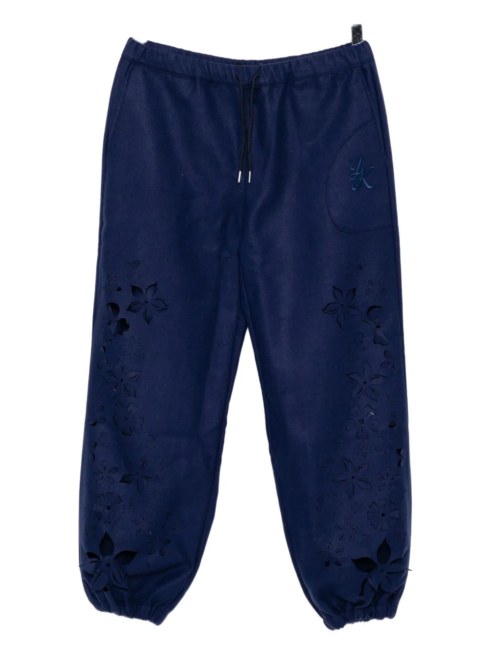 Juntae Kim Laser-cut Flower Track Pants In Blue