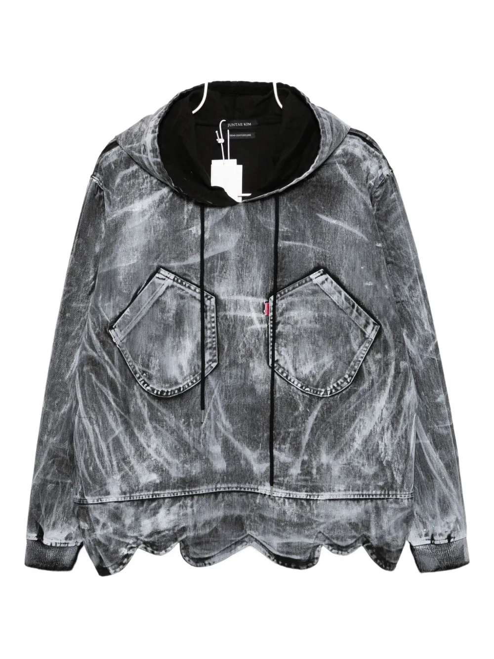 Juntae Kim Painted Petal Hoodie In Gray