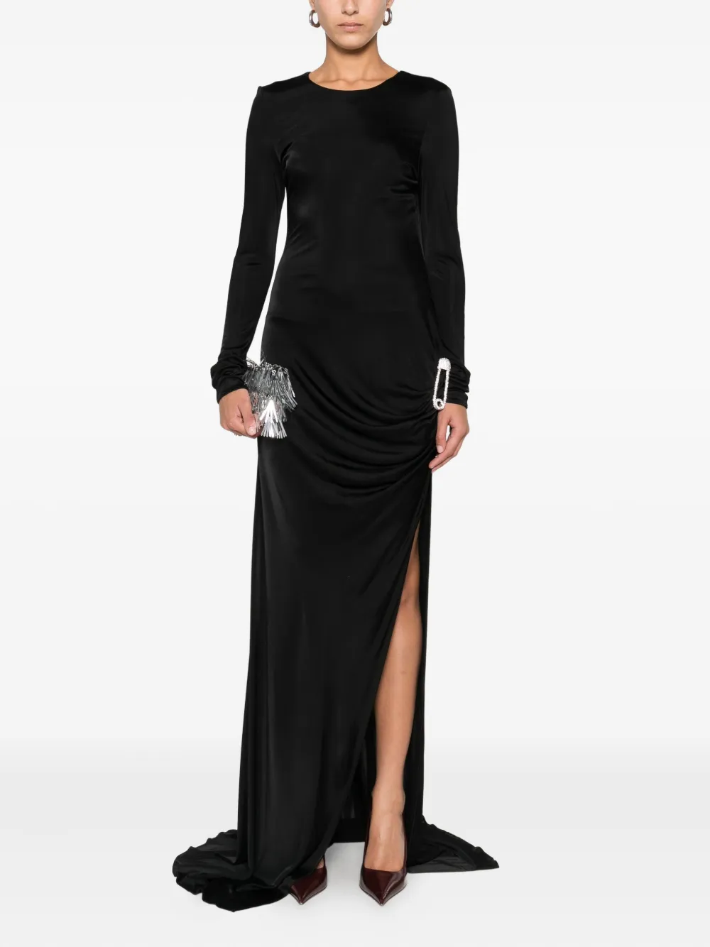 Giuseppe Di Morabito long-sleeve draped dress - Zwart