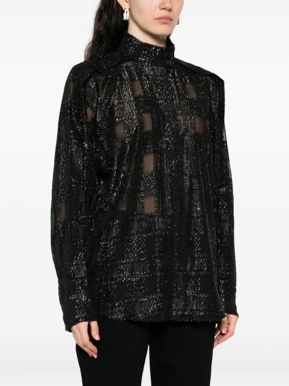 IRO patterned-jacquard blouse Zwart