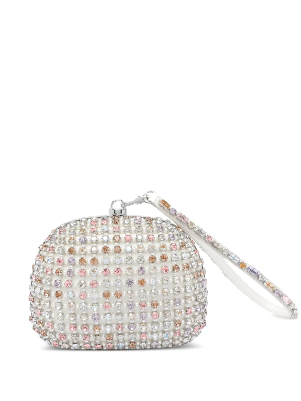 Self-Portrait crystal-embellished clutch Grijs