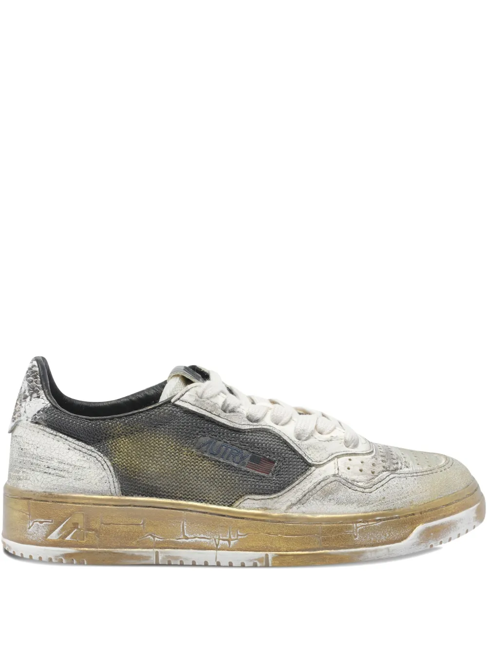 Autry snakeskin-panelled leather sneakers Grey