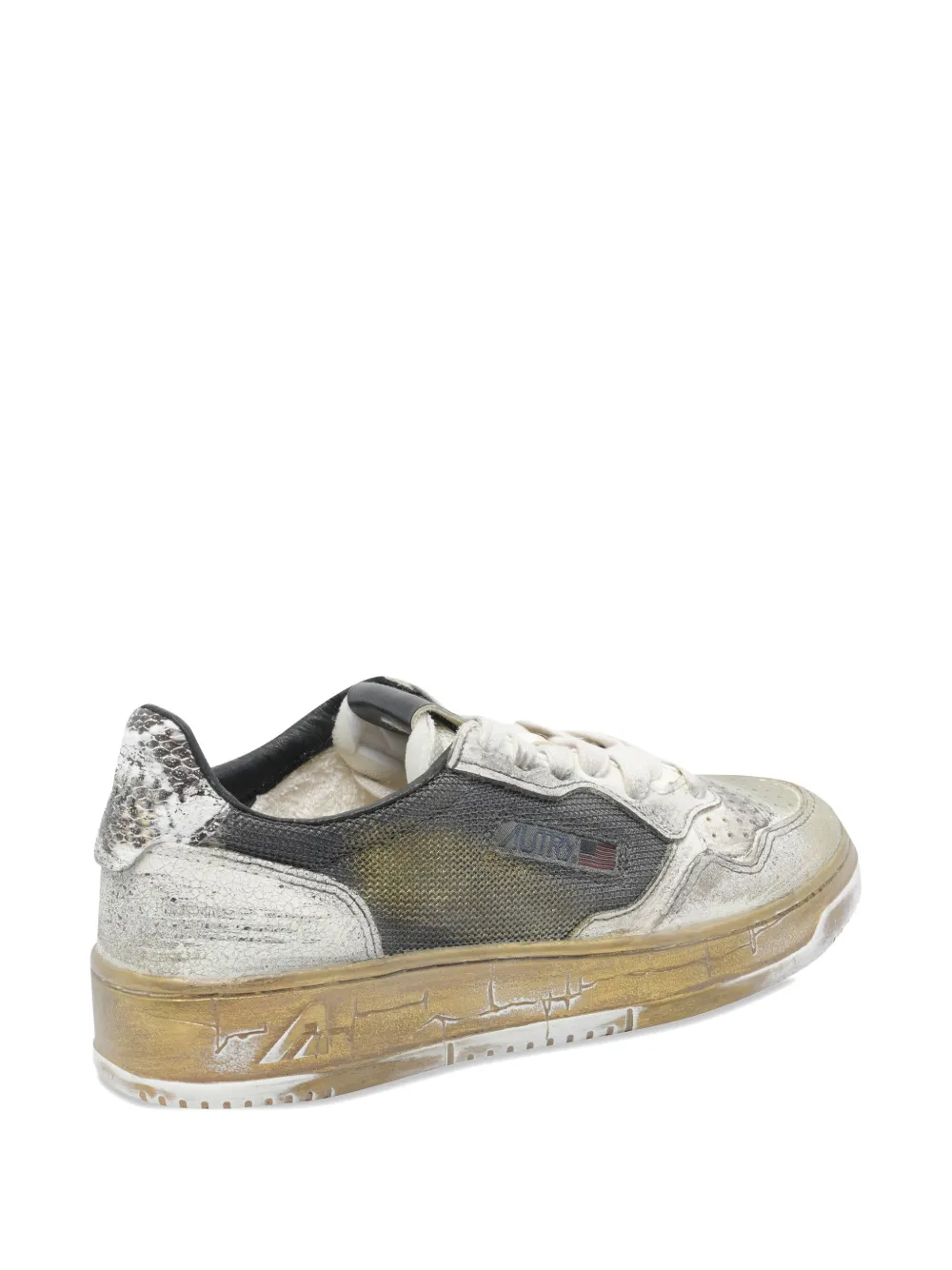 Autry Snakeskin-panelled Leather Sneakers In Multi