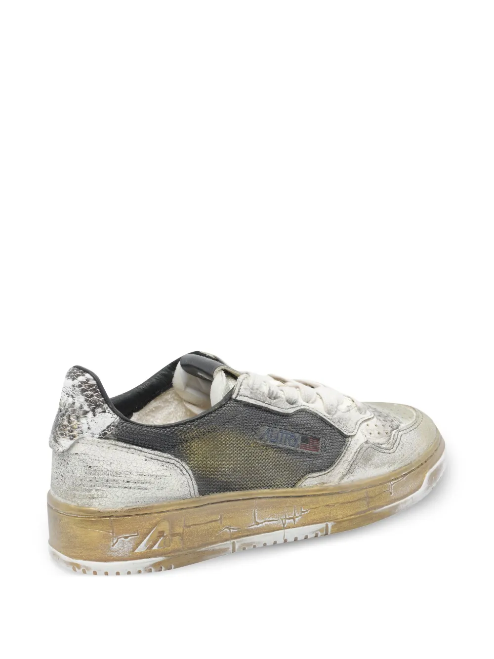Autry Leren sneakers met vlakken met slangen-effect Grijs