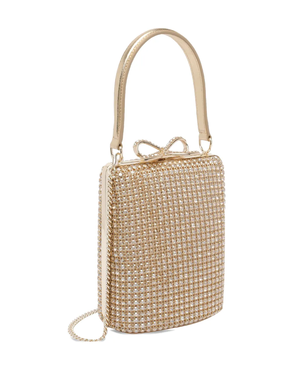 Self-Portrait Mini-tas met strik en verfraaid met kristallen Goud