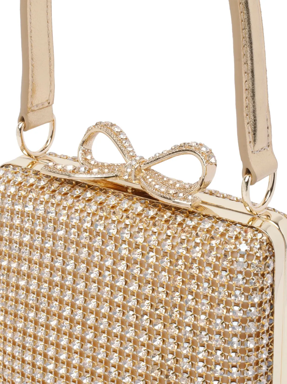 Self-Portrait Mini-tas met strik en verfraaid met kristallen Goud