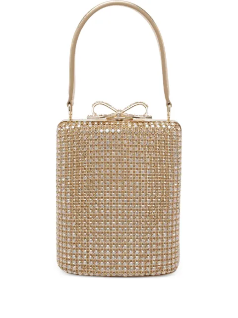 Self-Portrait crystal-embellished bow mini bag
