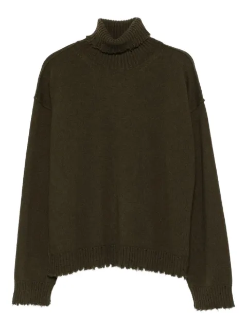 Uma Wang turtleneck frayed-hem sweater