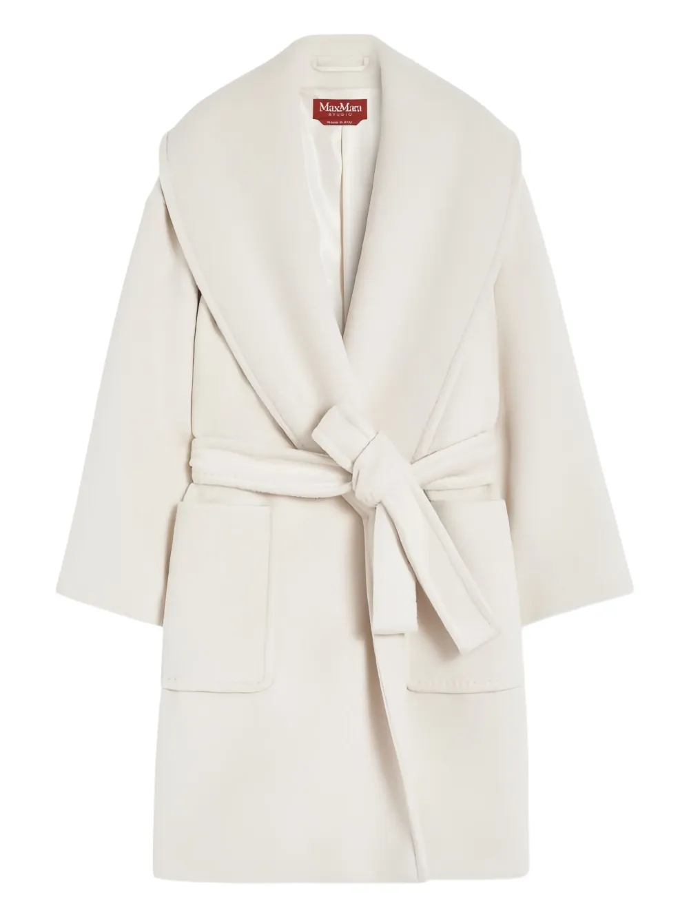 Max Mara Cloruro jas met ceintuur Wit