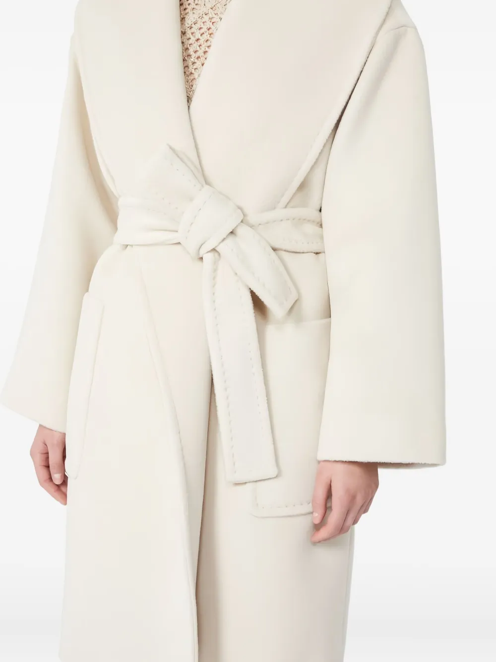 Max Mara Cloruro jas met ceintuur Wit