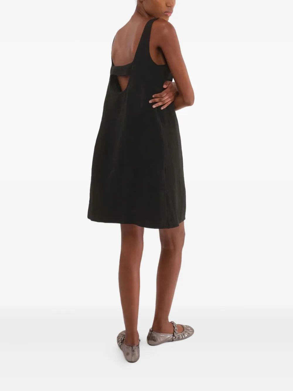 Marella Uvetta Square-neck Open-back Midi Dress In Black