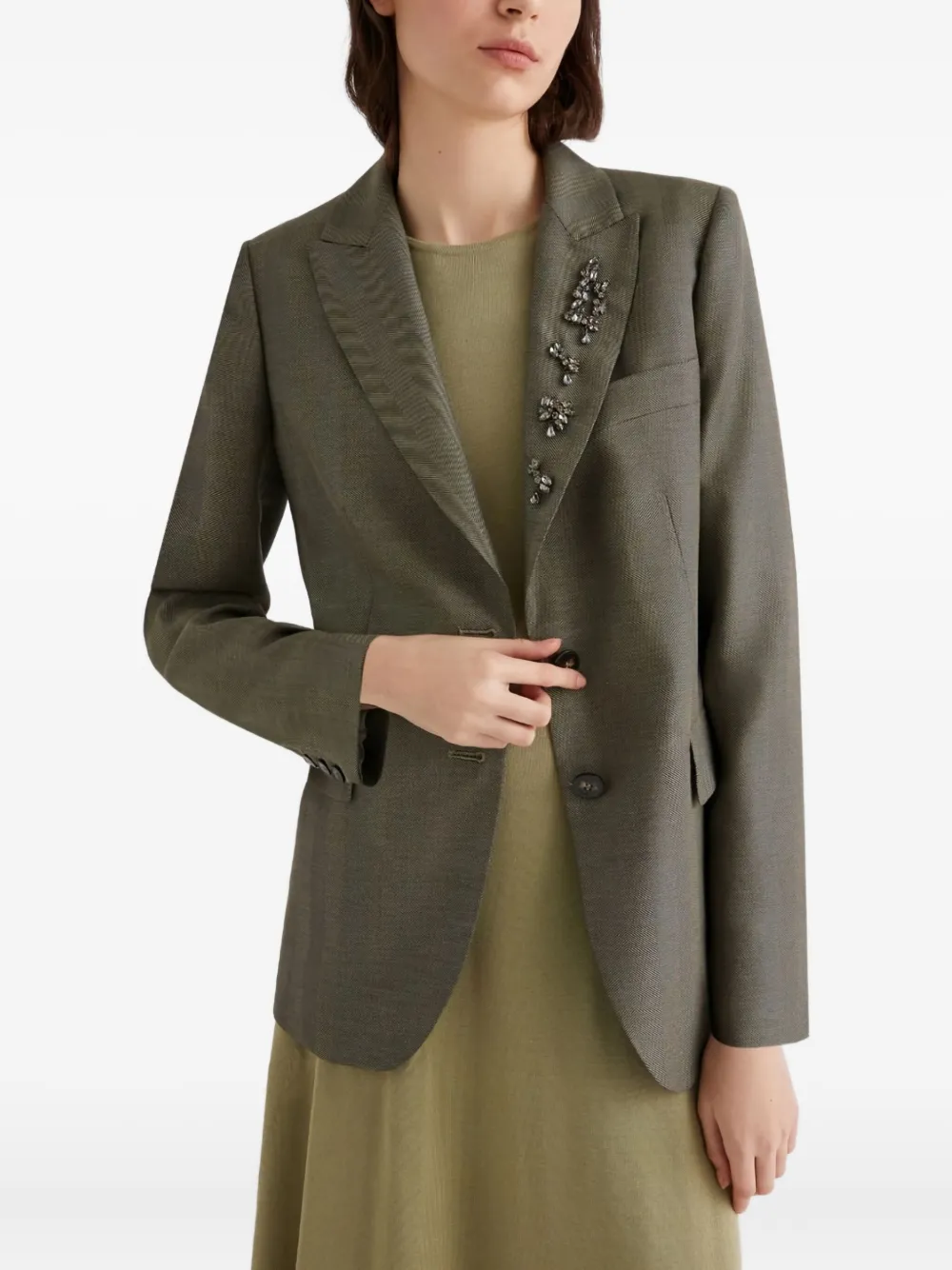 Marella embellished single-breasted blazer Groen