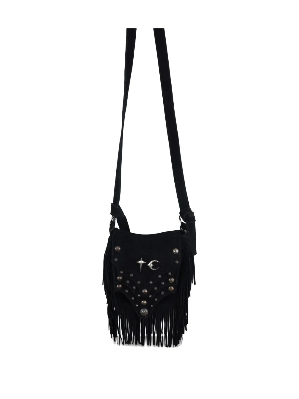 Thug Club Castle Cowboy Fringed Messenger Bag In Black