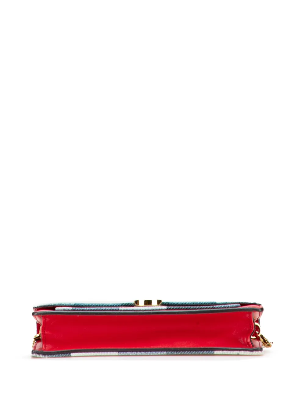 Pre-owned Louis Vuitton 2020 Monogram Denim Patchwork Fiore Chain Wallet Crossbody Bag In Blue