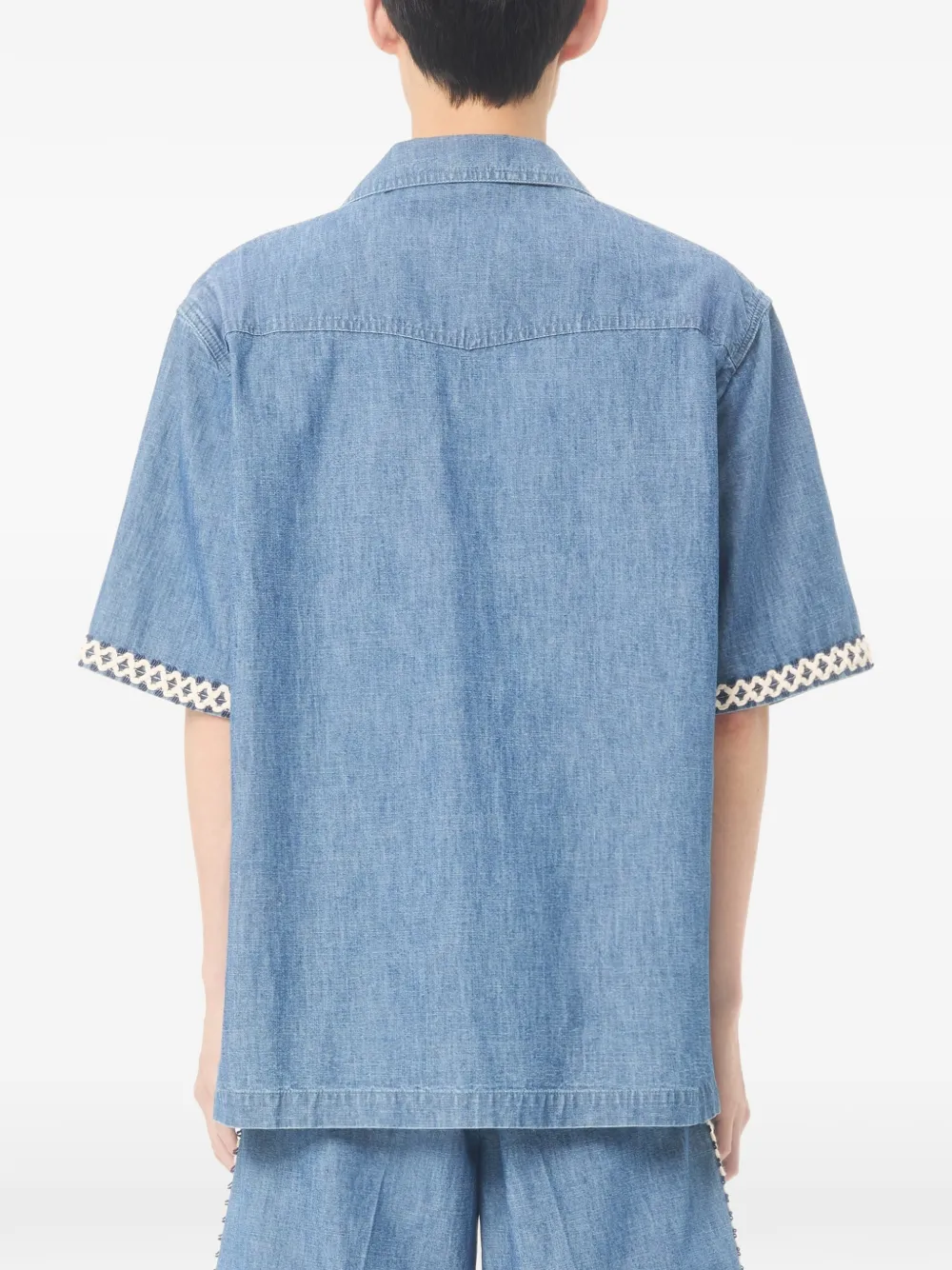 Valentino Garavani Denim bowlingshirt Blauw