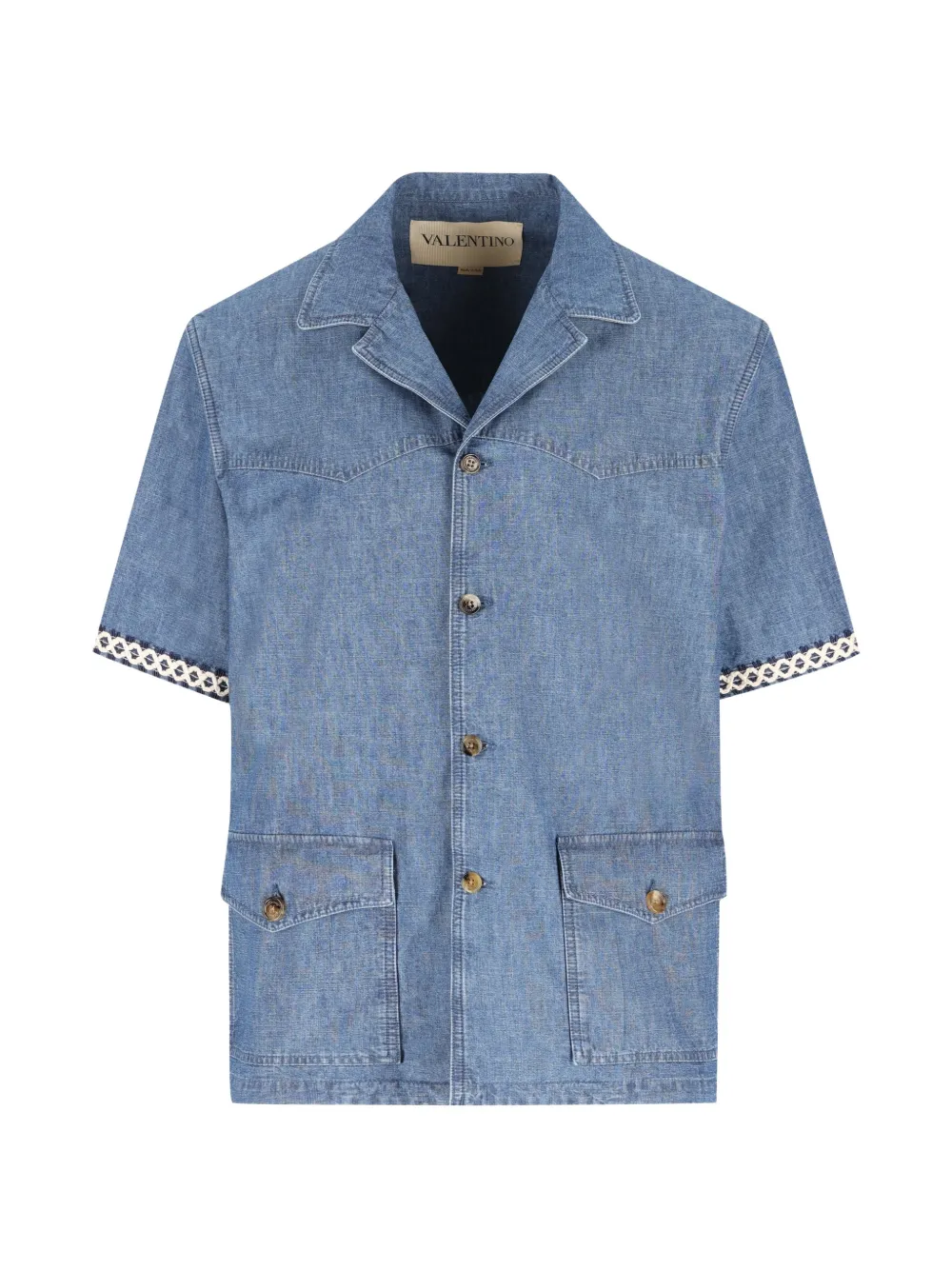 Valentino Garavani Denim bowlingshirt Blauw
