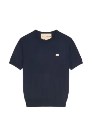 Valentino Garavani VG-patch Cotton T-Shirt | Blue | FARFETCH