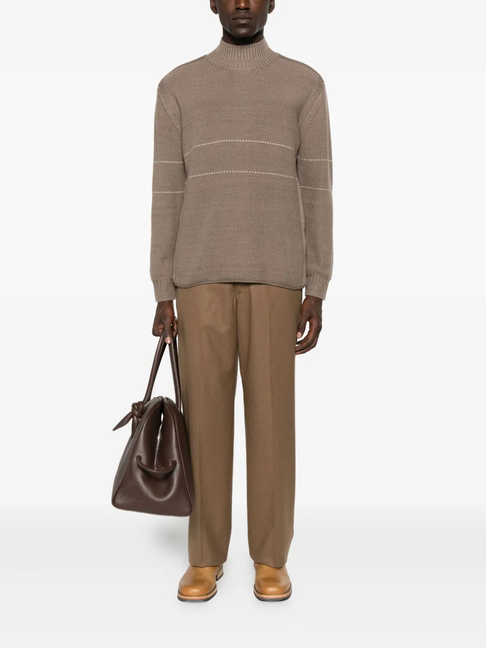 Emporio Armani high-neck striped sweater - Bruin
