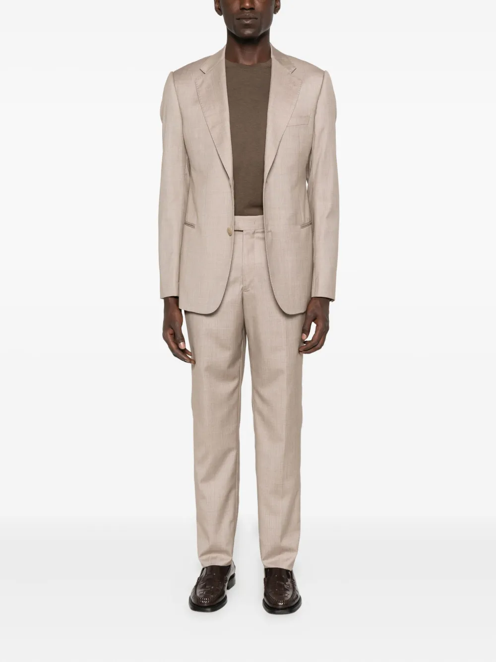 Emporio Armani notched-lapel single-breasted suit Bruin