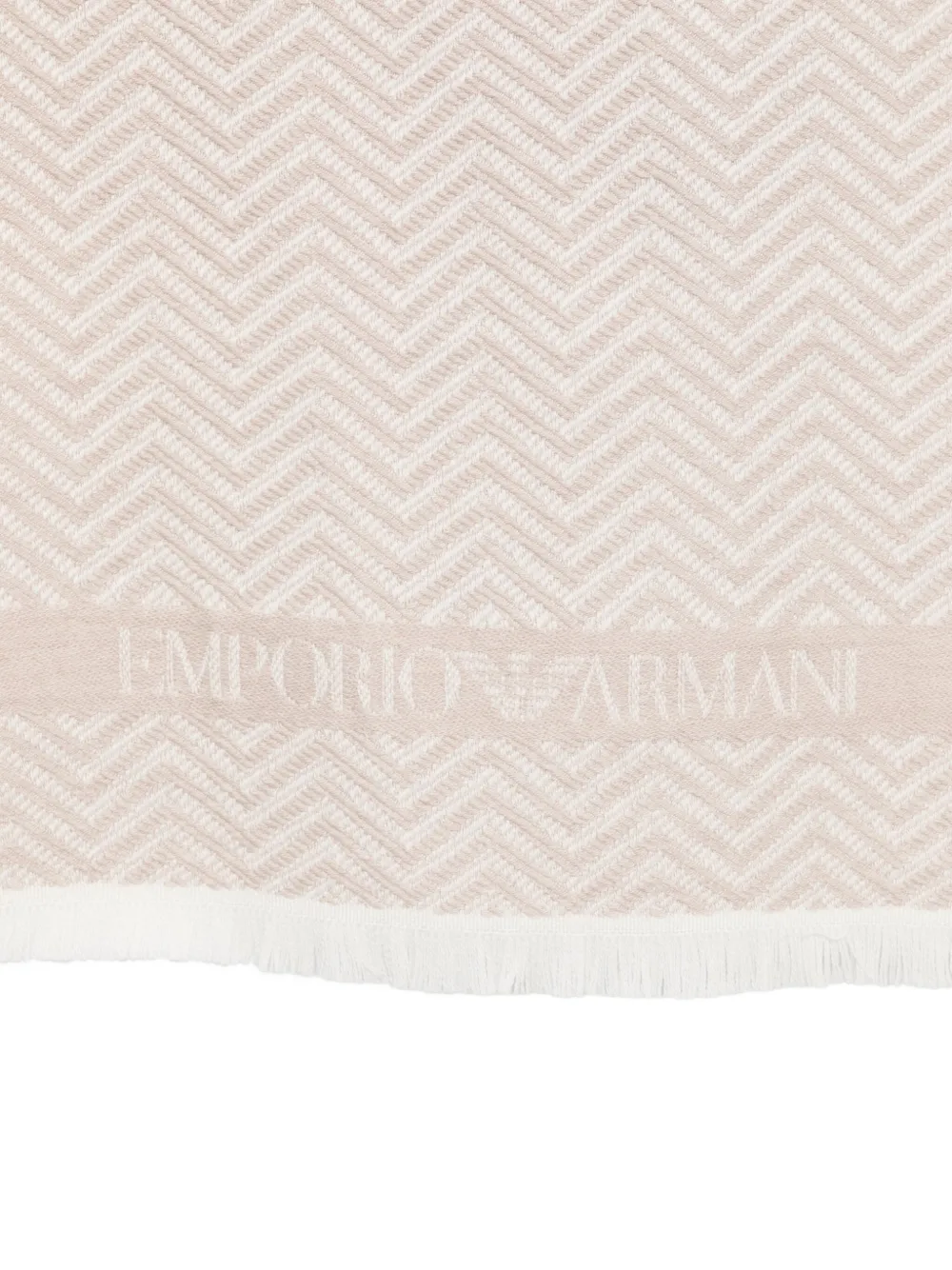 Emporio Armani herringbone-pattern wool scarf - Beige