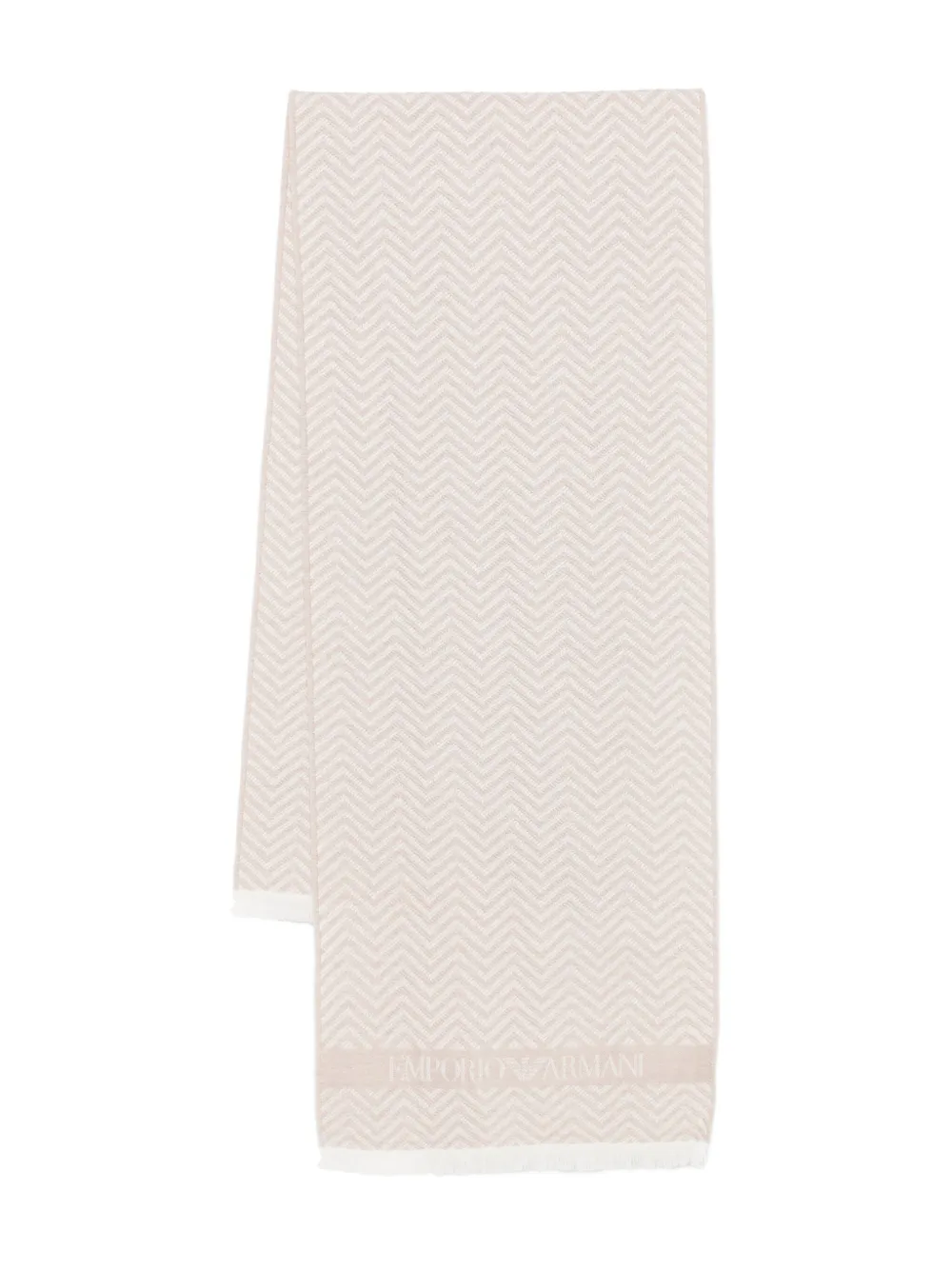 Emporio Armani herringbone-pattern wool scarf | Neutrals | Image 1