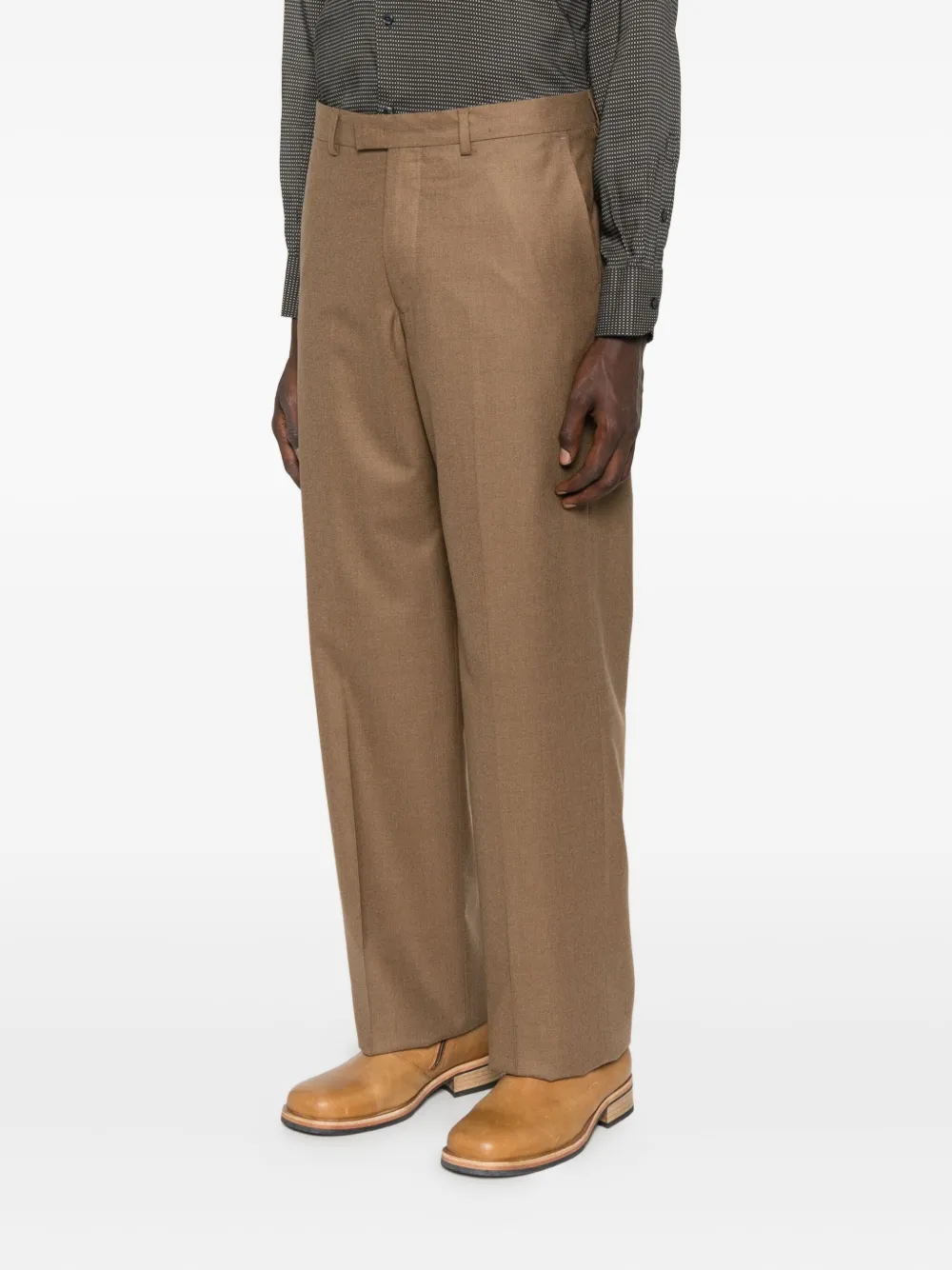 Emporio Armani pressed-crease front-fastening trousers Bruin