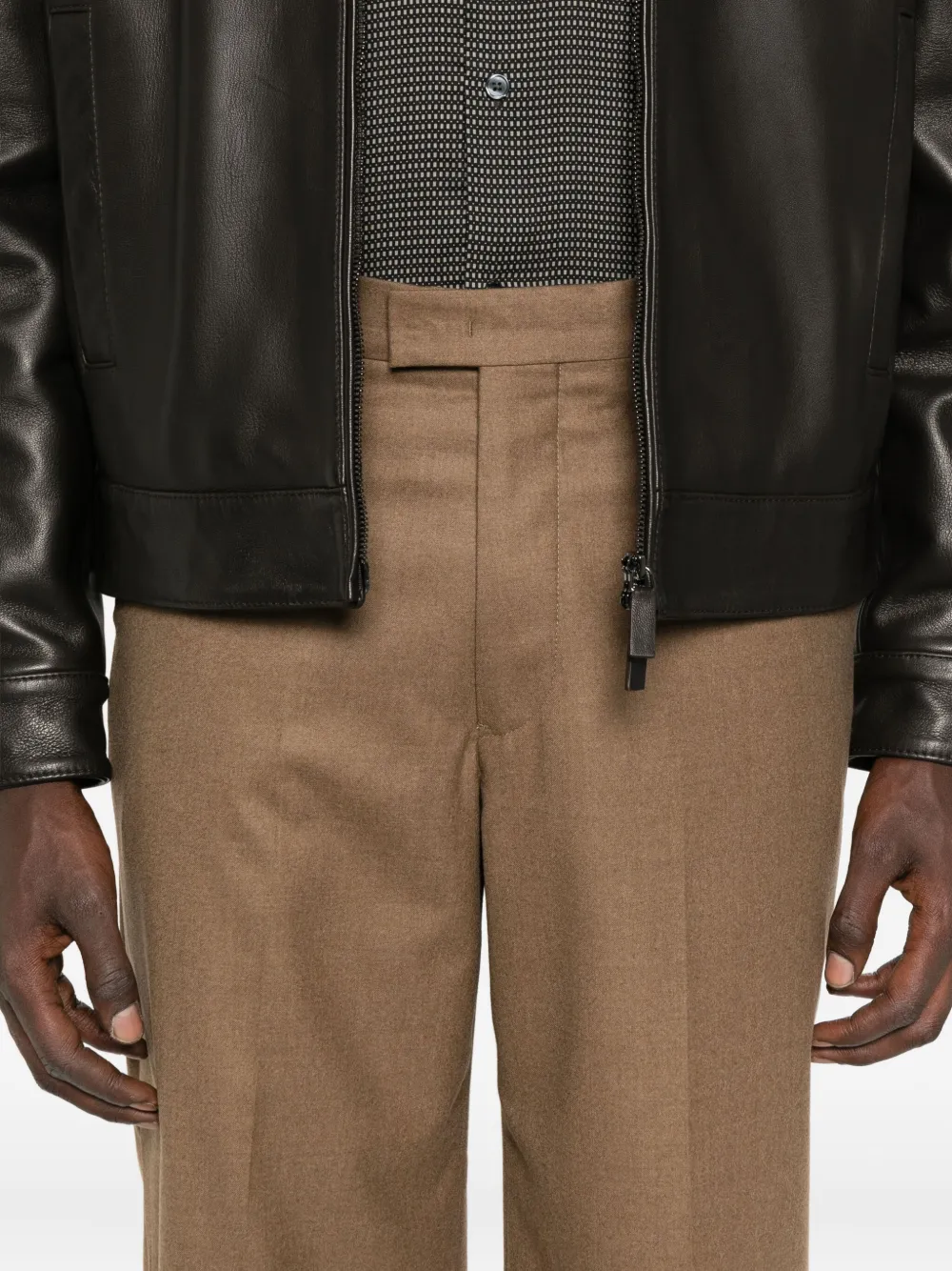 Emporio Armani pressed-crease front-fastening trousers Bruin