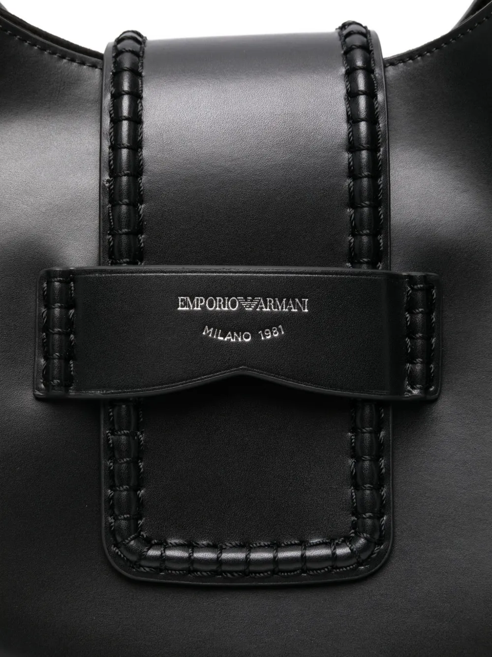 Emporio Armani Braided-detail Leather Shoulder Bag In Black