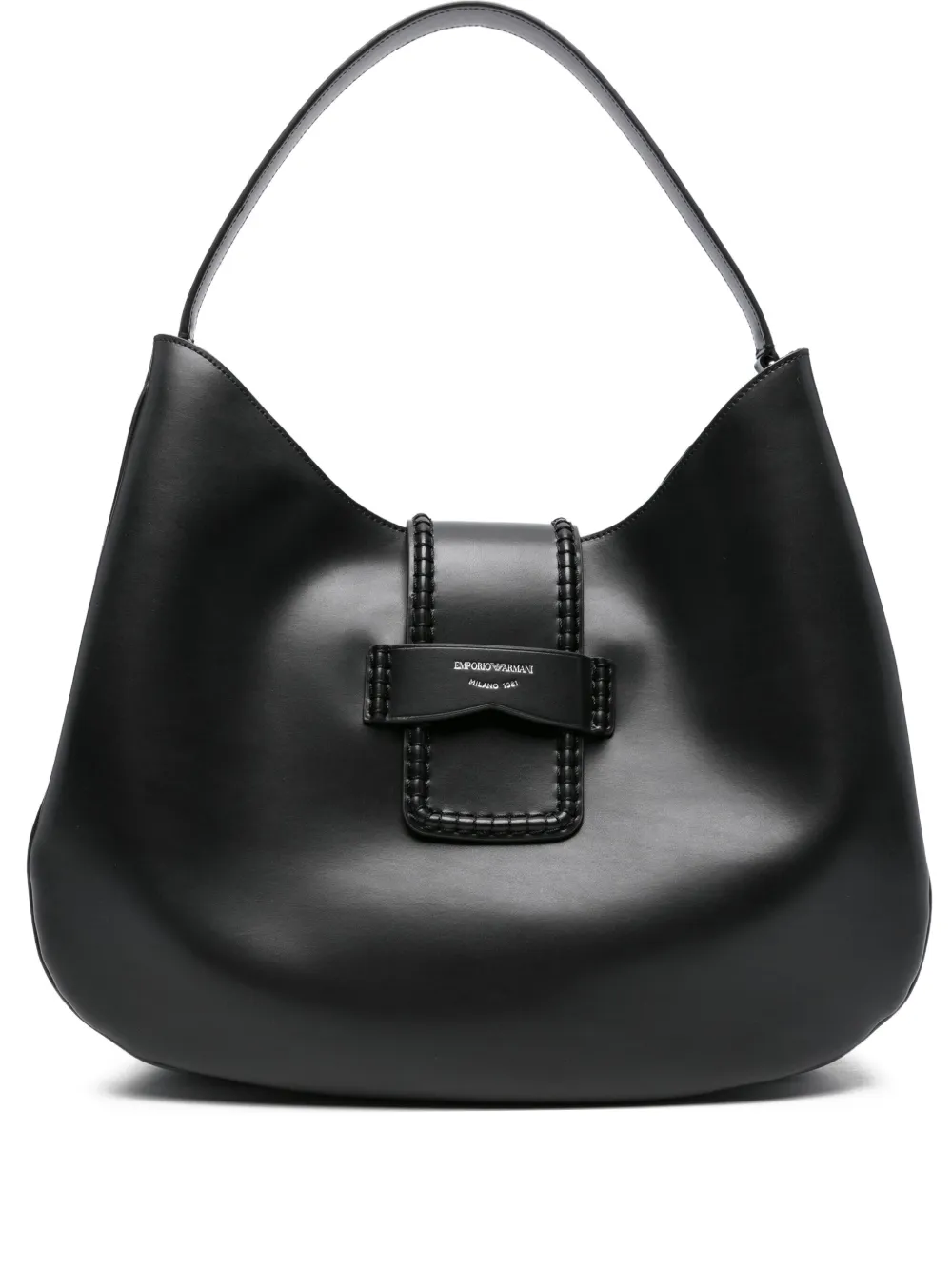 Emporio Armani braided-detail leather shoulder bag | Black | Image 1