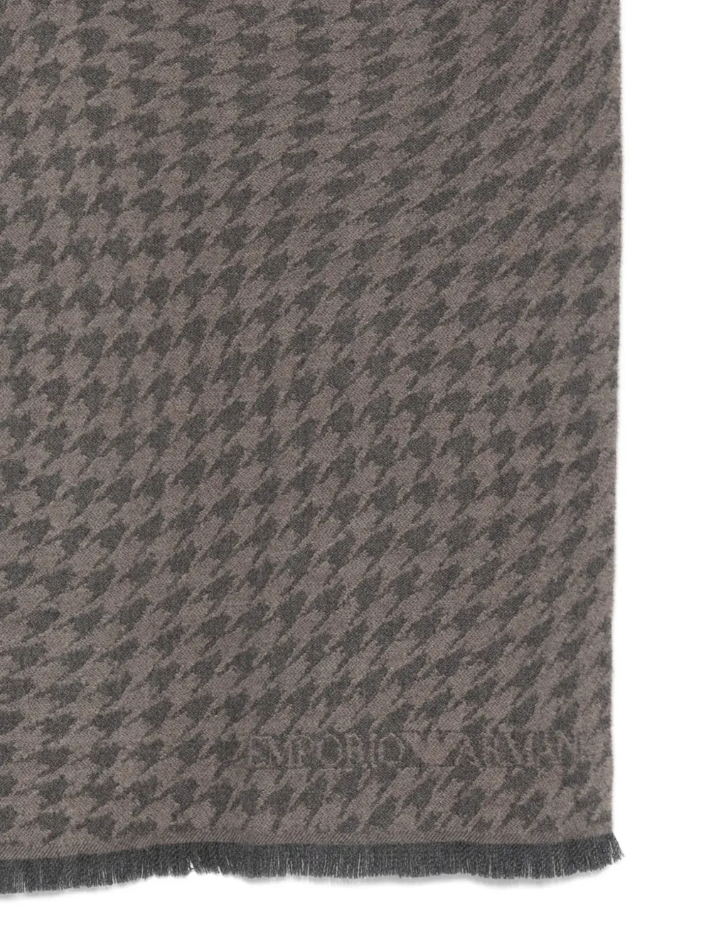 Emporio Armani Houndstooth Wool Scarf In Neutral