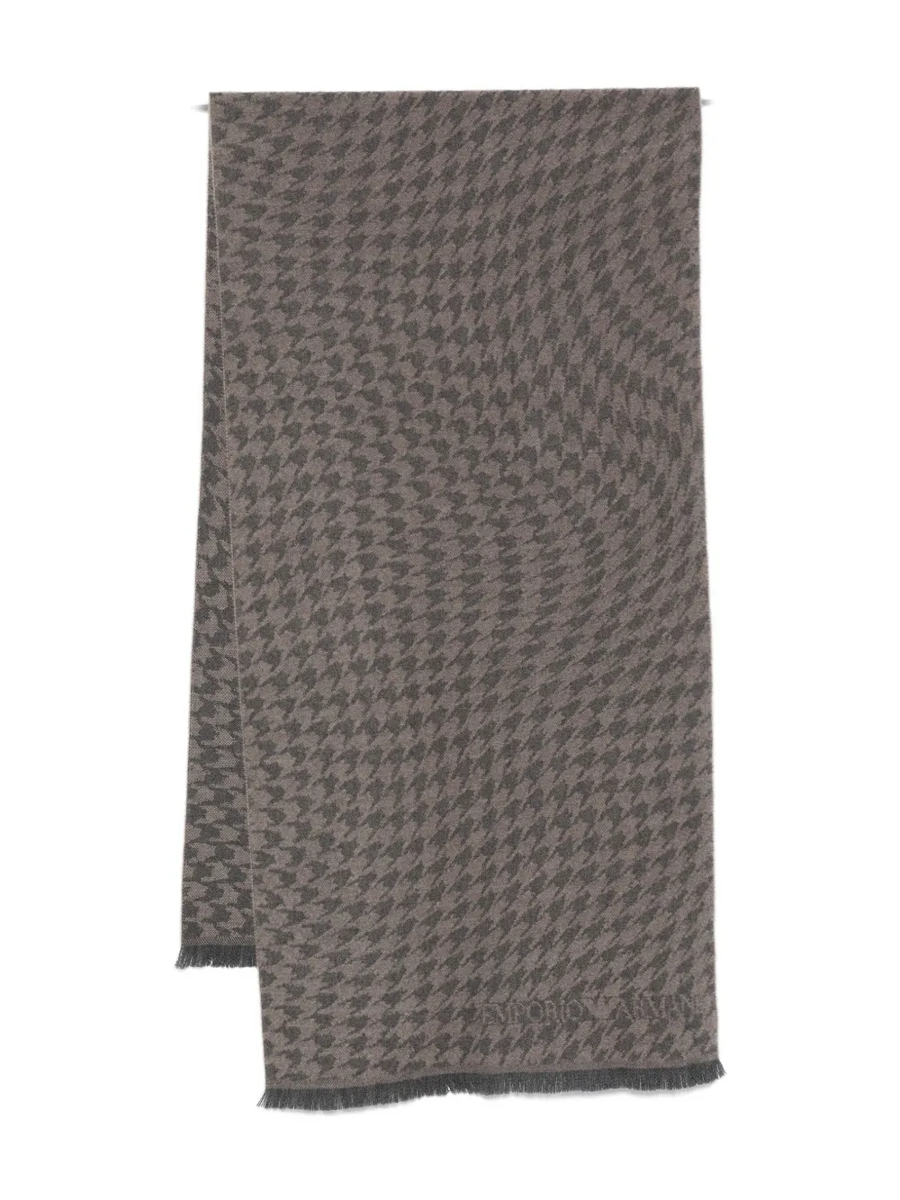 Emporio Armani Houndstooth Wool Scarf In Neutral