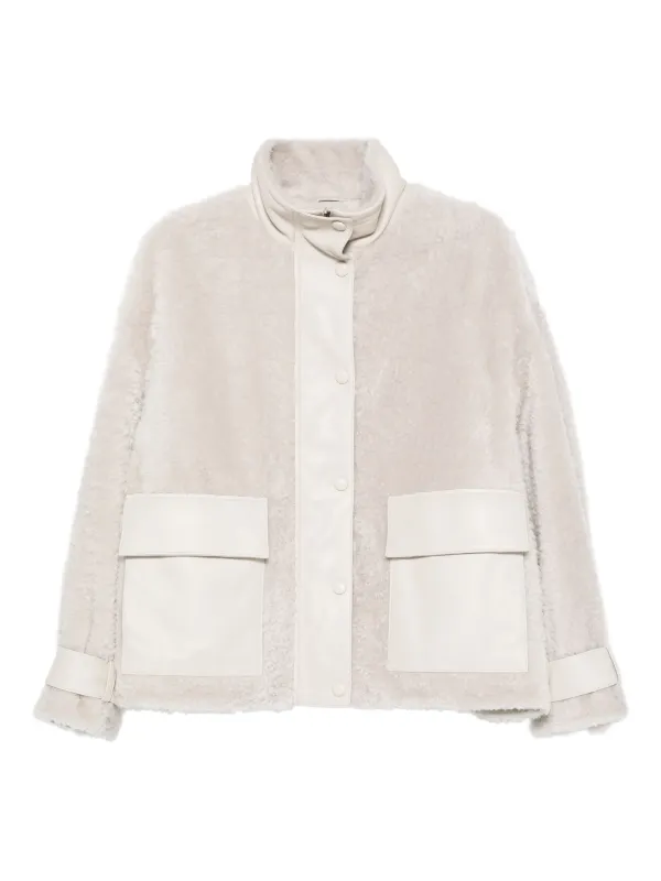 Emporio Armani patch-pocket Shearling Jacket Neutrals