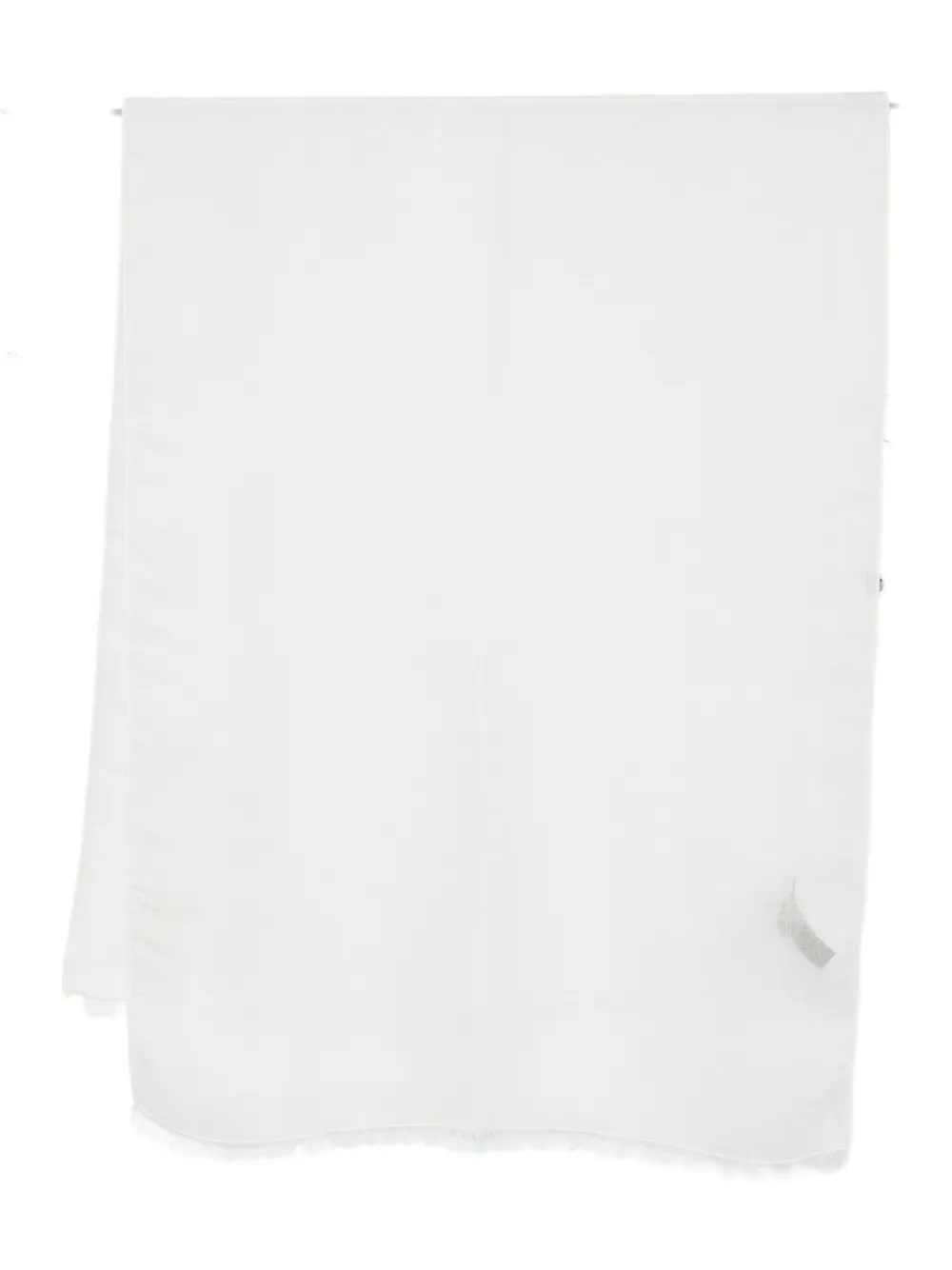 Emporio Armani fringed modal-wool blend scarf Wit