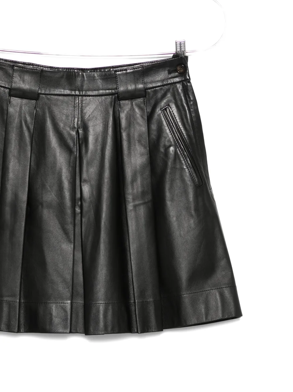 Emporio Armani Stylish Leather Skirt With Pleats And Pockets In Black