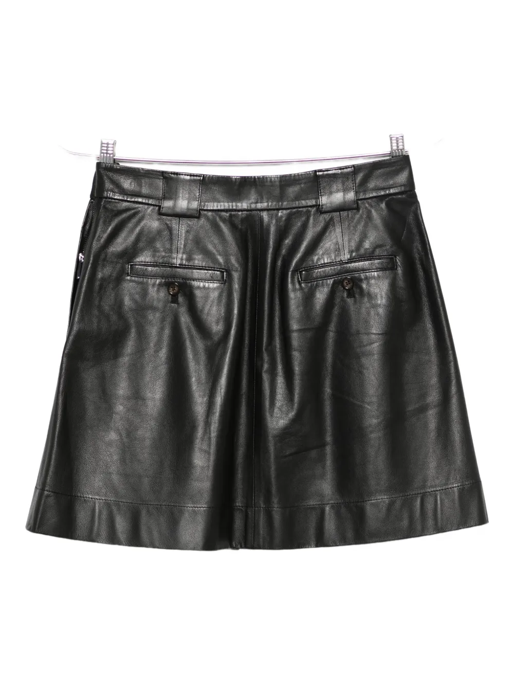 Emporio Armani pleated leather mini skirt - Zwart