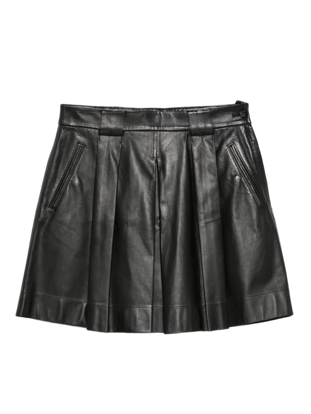 Emporio Armani pleated leather mini skirt | Black | Image 1
