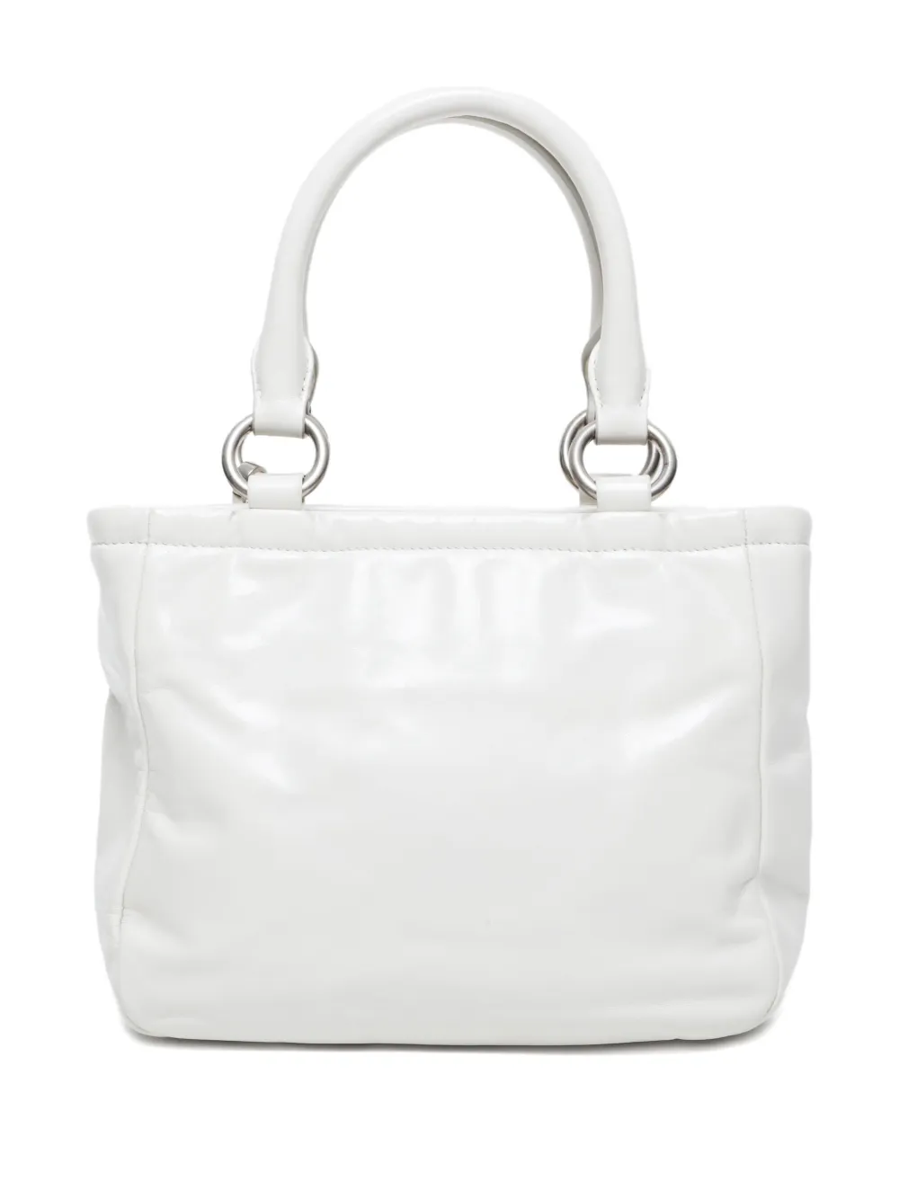 Pre-owned Miu Miu 2021 Mini Shine Tote Bag In White