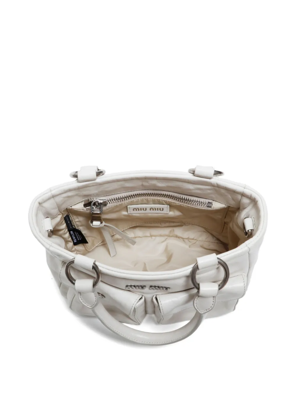 Pre-owned Miu Miu 2021 Mini Shine Tote Bag In White