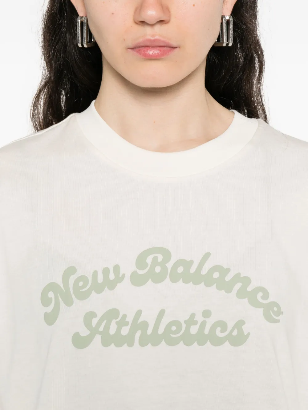 New Balance Katoenen T-shirt met logoprint Beige