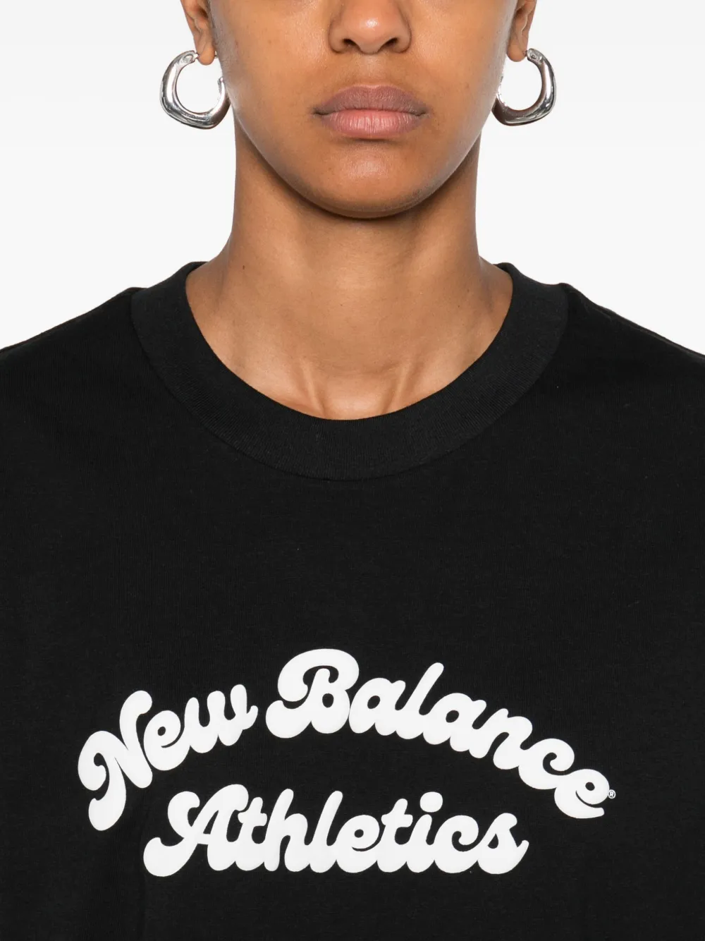 New Balance Script-logo Cotton Top In Black
