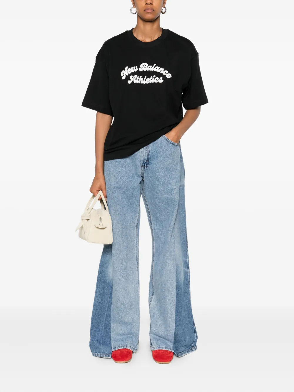 New Balance Script-logo Cotton Top In Black