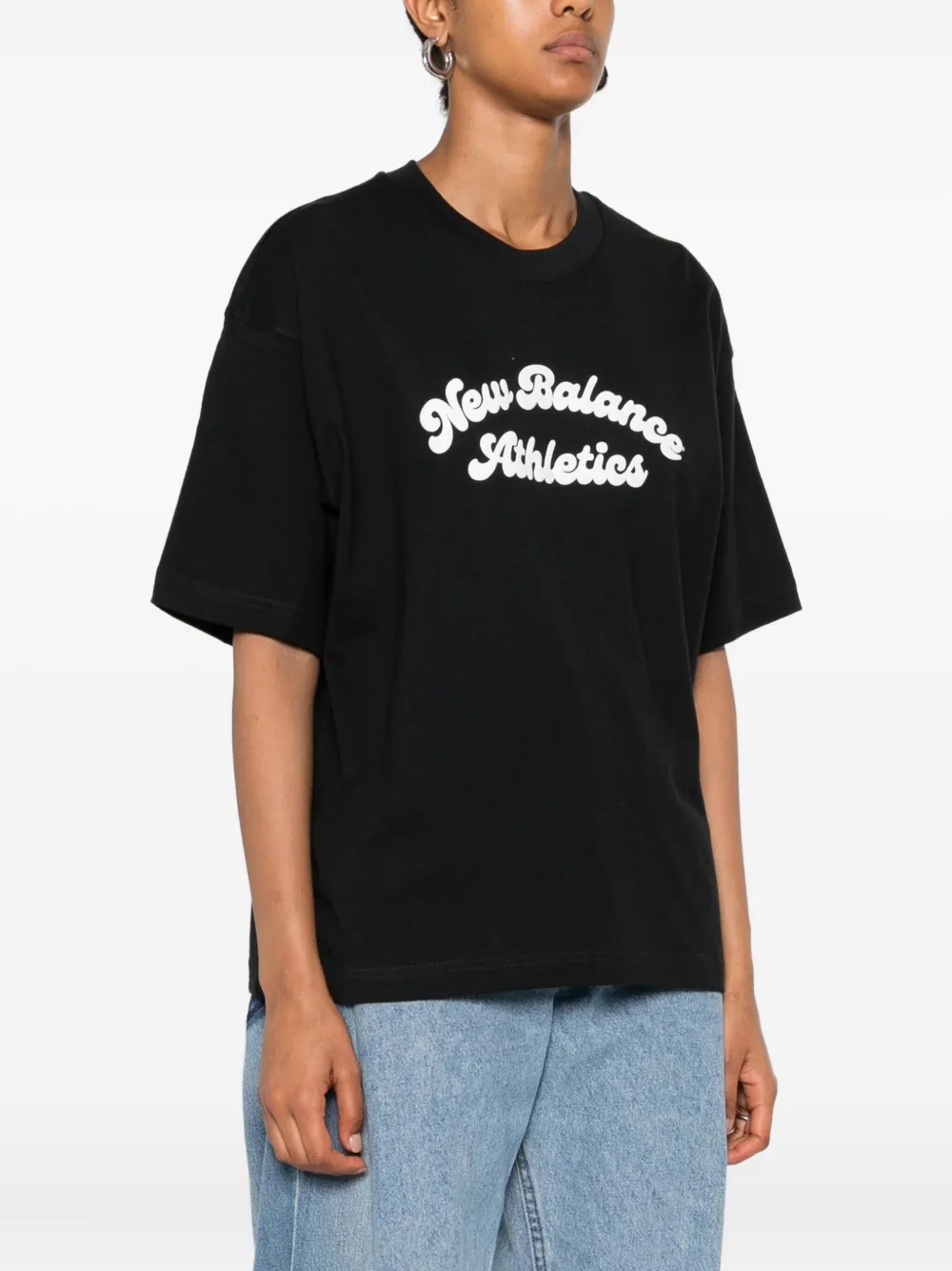 New Balance Script-logo Cotton Top In Black