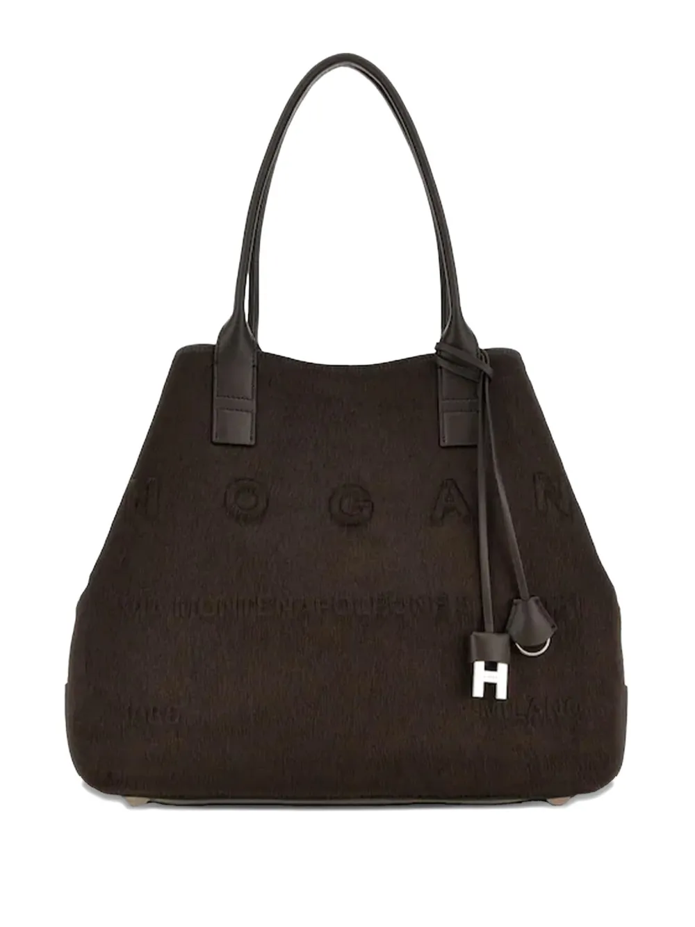 Hogan embossed-logo leather tote bag - Marrone