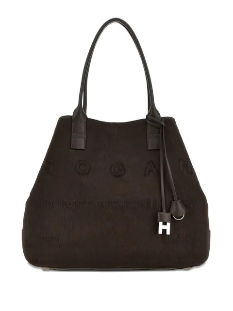 Hogan embossed-logo leather tote bag