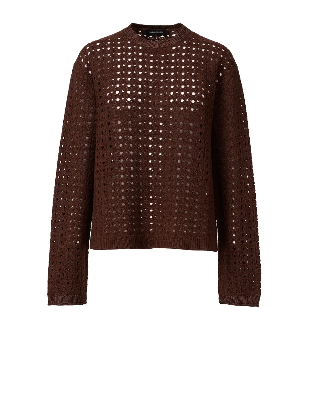 Fabiana Filippi Wool-blend Crew-neck Sweater In Brown