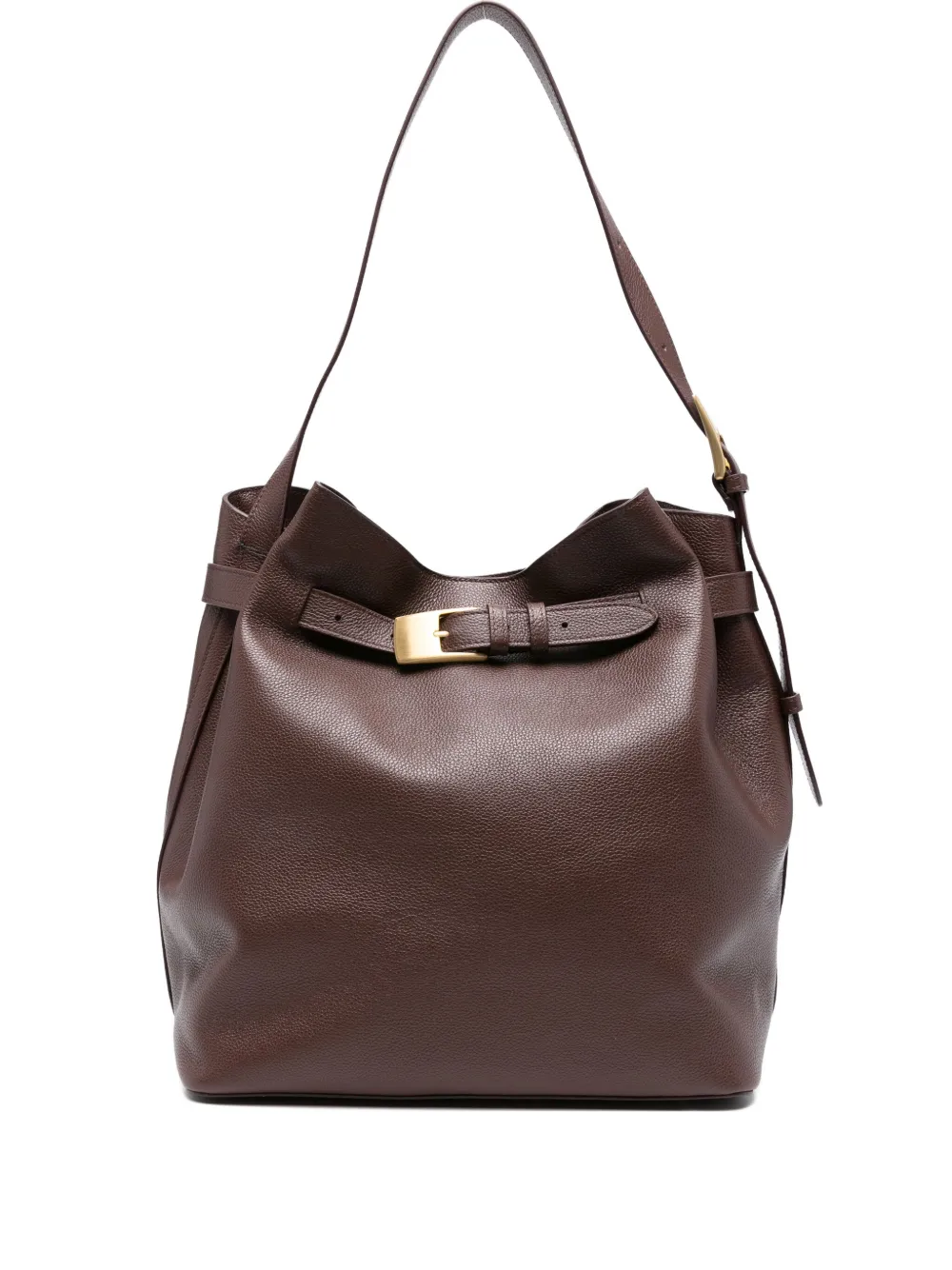 Elleme Pebbled-leather Buckle Shoulder Bag In Brown